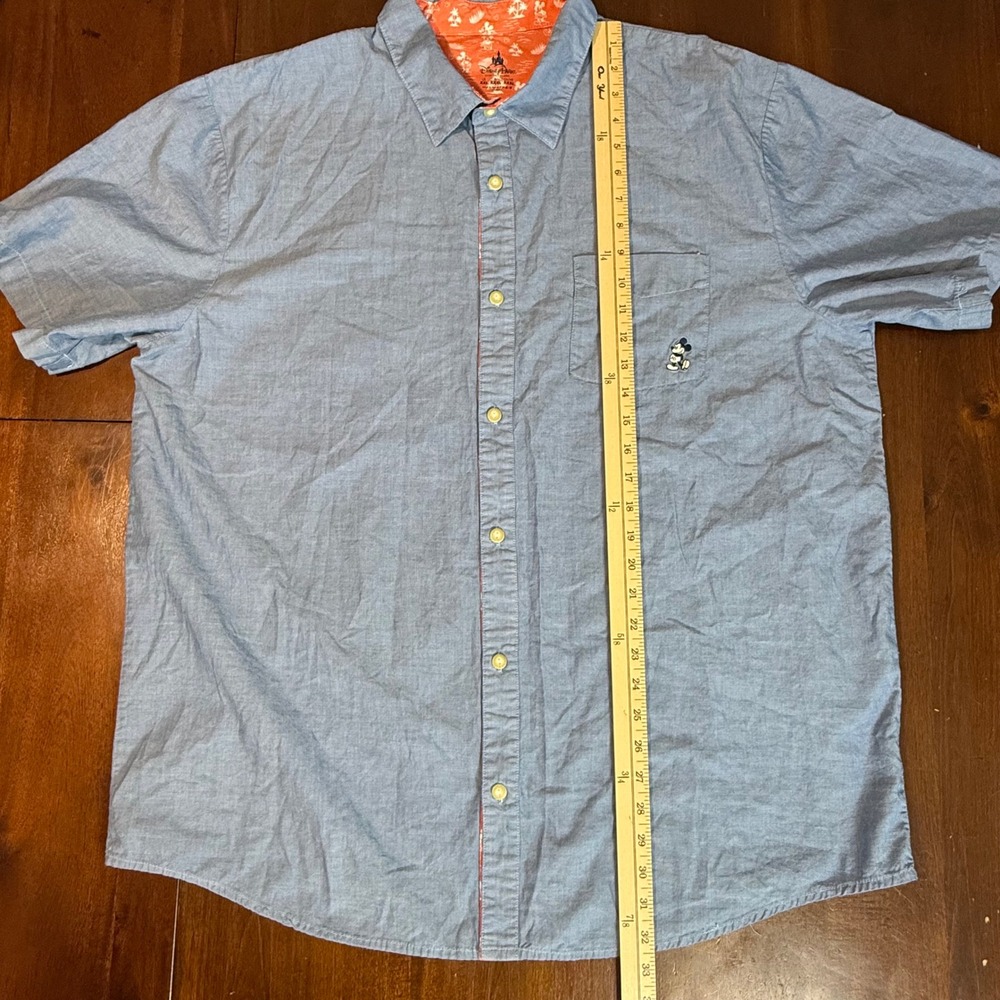 Disney Parks Mens Button Up Shirt XXL Blue Mickey Embroidered Tropical Contrast - Picture 8 of 8